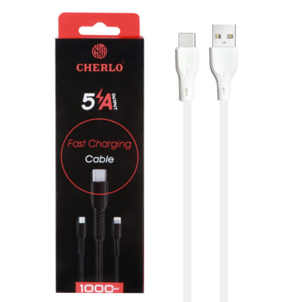 کابل شارژ 1.1 متری فست CHERLO Type-C مدل CH-TC09 - سفید - SMO