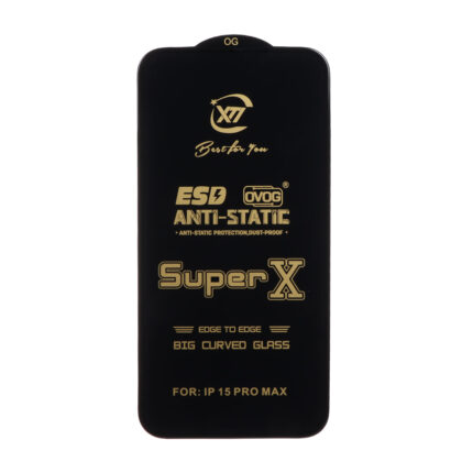محافظ صفحه نمایش آنتی استاتیک iPhone 15 Pro Max - Full Cover Super X - مشکی (بدون پک)