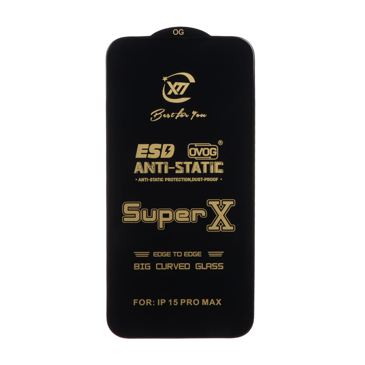 1056938 محافظ صفحه نمایش آنتی استاتیک iPhone 15 Pro Max - Full Cover Super X - مشکی (بدون پک) - تصویر 1