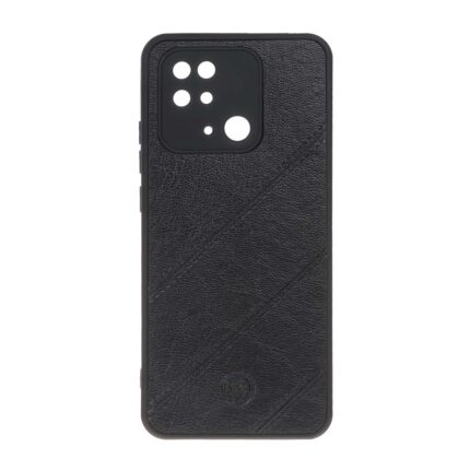 قاب طرح چرم مورب Xiaomi Redmi 10C / Redmi 10 Power / Poco C40 - مشکی