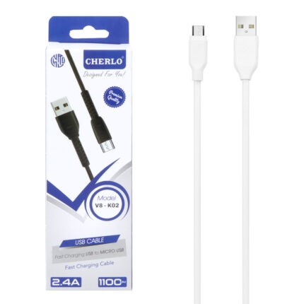 کابل شارژ 1.1 متری فست اندروید CHERLO مدل V8-K02 - سفید - SMO