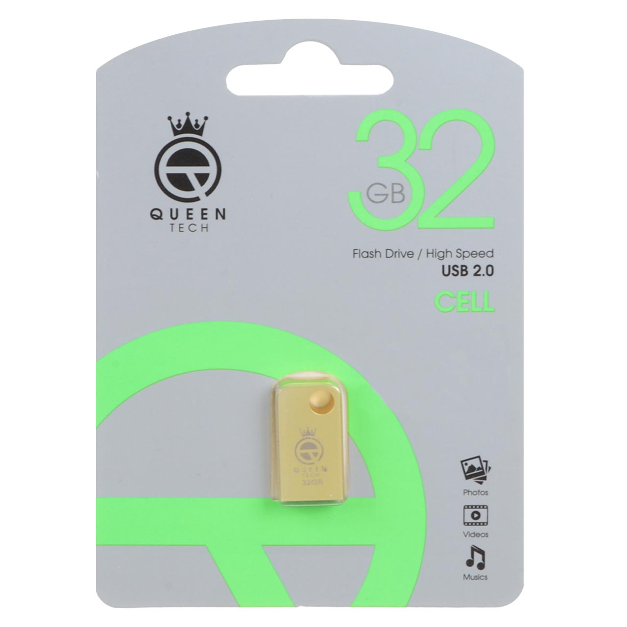 1099594 (گارانتی مادام العمر شرکت آی تین) طلایی Queen CELL USB2.0 Flash Memory - 32GB - تصویر 1