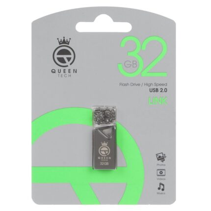 فلش مموری Queen tech USB2.0 مدل LINK ظرفیت 32GB - مشکی (گارانتی مادام العمر شرکت آی تین)