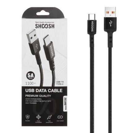 کابل شارژ 1.1 متری فست Shoosh Type-C مدل SH72C - مشکی - SMO
