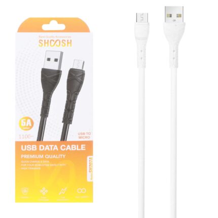 کابل شارژ 1.1 متری فست اندروید Shoosh مدل SH207A - سفید - SMO