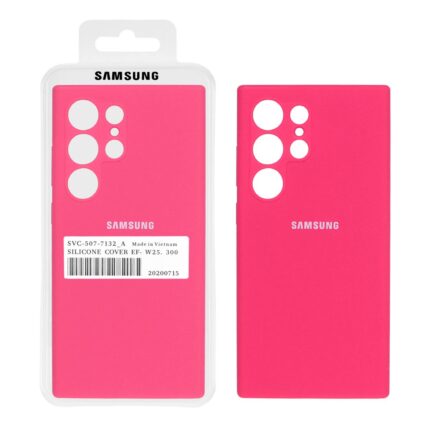 قاب سیلیکونی پاک کنی اورجینال درجه یک Samsung Galaxy S24 Ultra - صورتی فانتزی (پک اصلی)