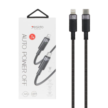 کابل شارژ فست 1.2 متری Yesido Type-C to Lightning مدل CA159 - مشکی (گارانتی 12 ماه تعویض نیکان همراه)