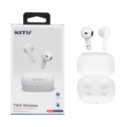 ایرفون بی سیم NITU مدل NITU-09 - سفید NEW (گارانتی 18 ماه تعویض نیکان همراه)