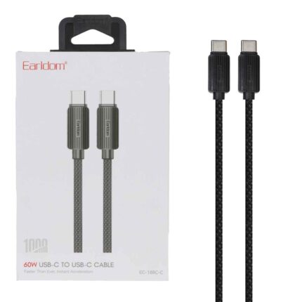 کابل شارژ و دیتا فست کنفی 1 متری Earldom Type-C to Type-C مدل EC-188C-C - مشکی