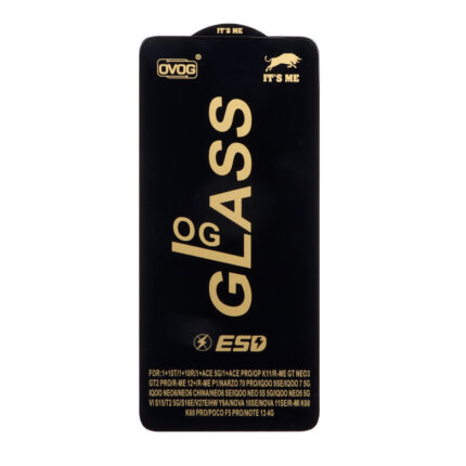 محافظ صفحه نمایش شیشه ای درجه یک Full Cover OG - ESD OVOG مدل Xiaomi Redmi Note 13 4G / Poco M7 Pro 5G - مشکی (بدون پک)