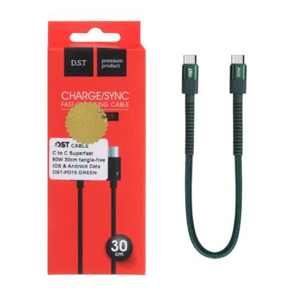 کابل شارژ 30 سانتی پاوربانک Type-C to Type-C مدل X-15 - سبز - DST (گارانتی شش ماهه)