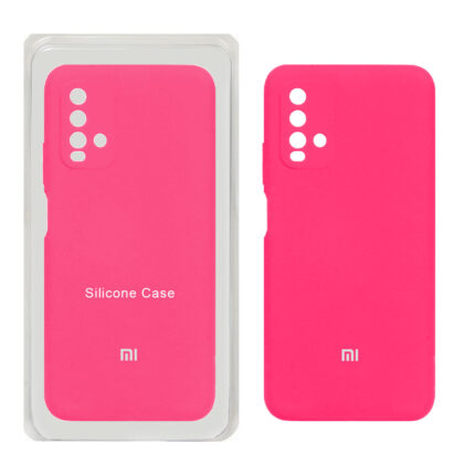 قاب سیلیکونی پاک کنی محافظ لنزدار اورجینال Xiaomi Redmi 9T 4G - صورتی فانتزی (پک اصلی)