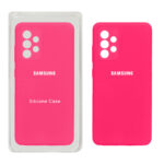 قاب سیلیکونی پاک کنی محافظ لنزدار اورجینال Samsung Galaxy A52 / A52s - صورتی فانتزی (پک اصلی)