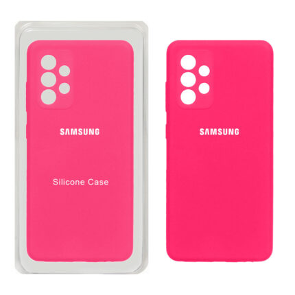 قاب سیلیکونی پاک کنی محافظ لنزدار اورجینال Samsung Galaxy A52 / A52s - صورتی فانتزی (پک اصلی)