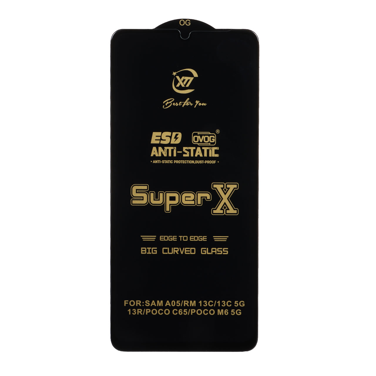 1178616 محافظ صفحه نمایش آنتی استاتیک Full Cover Super X مدل Samsung Galaxy A07 / A06 / A05 / Xiaomi Redmi 13C / Poco C65 / Poco M6 5G / Honor X7 / X7A / Realme C51 / Realme C53 - مشکی (بدون پک) - تصویر 1