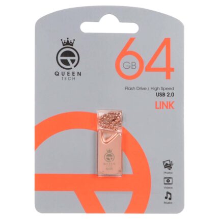 Queen LINK USB2.0 Flash Memory - 64GB (گارانتی مادام العمر شرکت آی تین) رزگلد