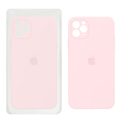 قاب سیلیکونی پاک کنی محافظ لنزدار اورجینال Apple iPhone 11 Pro Max - صورتی روشن (پک اصلی)