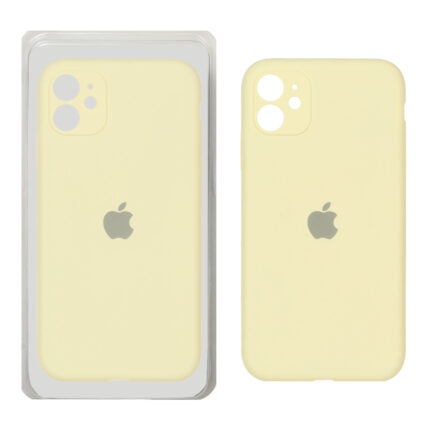 قاب سیلیکونی پاک کنی محافظ لنزدار اورجینال Apple iPhone 11 - لیمویی (پک اصلی)