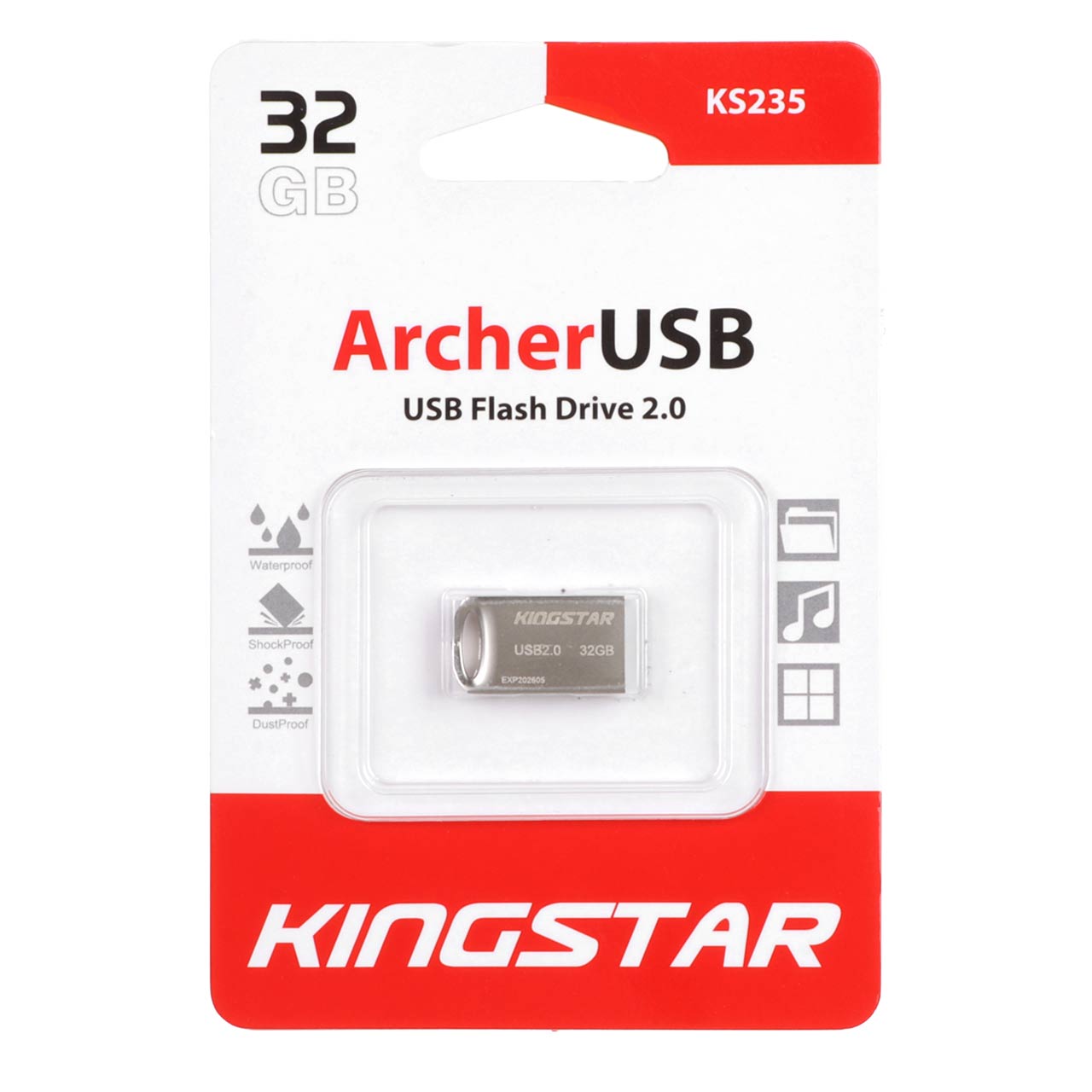 1189634 KingStar Archer KS235 USB2.0 Flash Memory - 32GB (گارانتی متین) نقره ای - تصویر 1