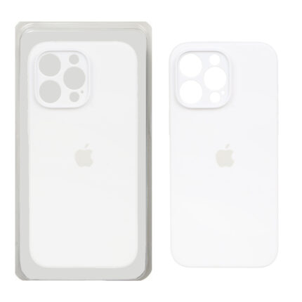 قاب سیلیکونی پاک کنی محافظ لنزدار اورجینال Apple iPhone 15 Pro Max - سفید (پک اصلی)