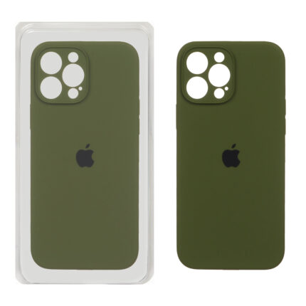 قاب سیلیکونی پاک کنی محافظ لنزدار اورجینال Apple iPhone 13 Pro Max - سبز زیتونی (پک اصلی)