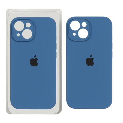 قاب سیلیکونی پاک کنی محافظ لنزدار اورجینال Apple iPhone 15 - آبی تیره (پک اصلی)
