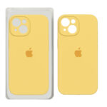قاب سیلیکونی پاک کنی محافظ لنزدار اورجینال Apple iPhone 15 - زرد (پک اصلی)