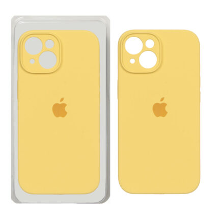 قاب سیلیکونی پاک کنی محافظ لنزدار اورجینال Apple iPhone 15 - زرد (پک اصلی)