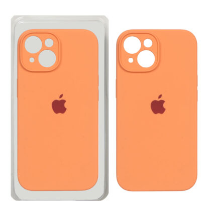 قاب سیلیکونی پاک کنی محافظ لنزدار اورجینال Apple iPhone 15 - نارنجی (پک اصلی)
