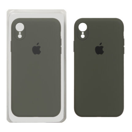 قاب سیلیکونی پاک کنی محافظ لنزدار اورجینال Apple iPhone XR - سبز زیتونی تیره (پک اصلی)