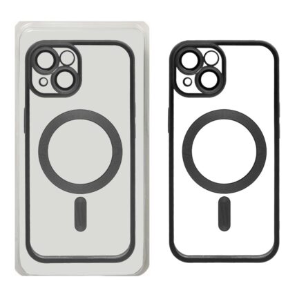 قاب اورجینال الکترواستاتیک Magsafe لنز گلس دار Apple iPhone 15 - مشکی (پک دار)