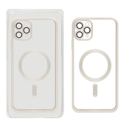 قاب اورجینال الکترواستاتیک Magsafe لنز گلس دار Apple iPhone 11 Pro Max - نقره ای (پک دار)