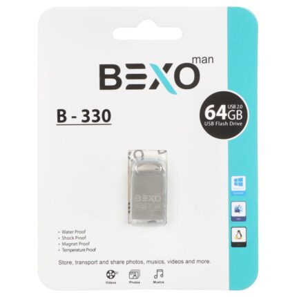 فلش مموری BEXO USB2.0 مدل B-330 ظرفیت 64GB - نقره ای (گارانتی داده پردازی آواتک)