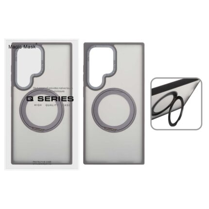 قاب اورجینال Magic Mask استند چرخشی Magsafe مدل Samsung Galaxy S24 Ultra - خاکستری (پک دار)