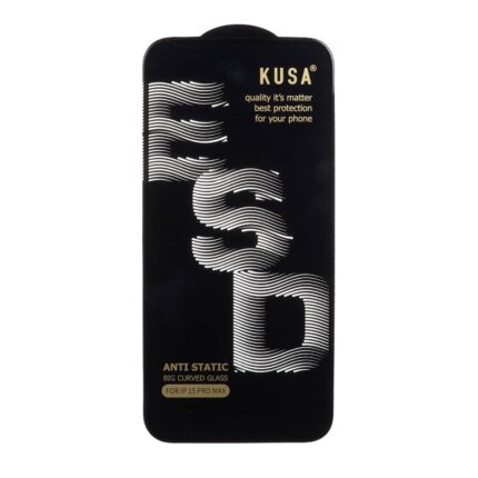 محافظ صفحه نمایش شیشه ای Full Cover Kusa Anti Static ESD مدل Apple iphone 15 Pro Max