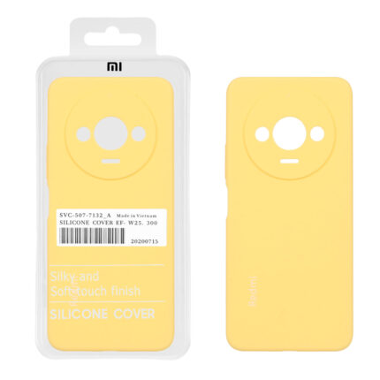 قاب سیلیکونی پاک کنی اورجینال درجه یک Xiaomi Redmi A3 / A3x / Poco C61 - زرد (پک دار)