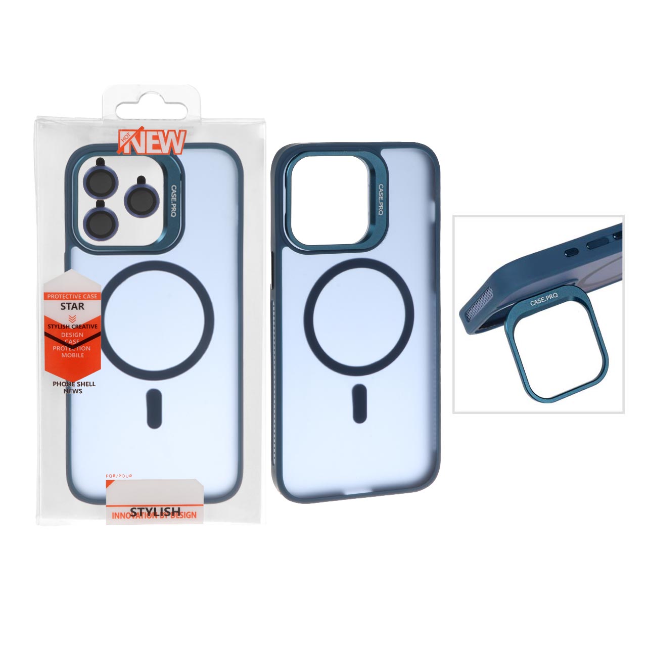 1216662 قاب Case Pro لنز آلومینیومی مات Magsafe با ست محافظ لنز رینگی مدل Apple iPhone 14 Pro Max - سرمه ای (پک دار) - تصویر 1