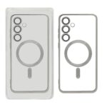 قاب اورجینال الکترواستاتیک Magsafe لنز گلس دار Samsung Galaxy S24 FE - نقره ای (پک دار)
