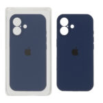 قاب سیلیکونی پاک کنی محافظ لنزدار اورجینال Apple iPhone 16 - سرمه ای (پک اصلی)