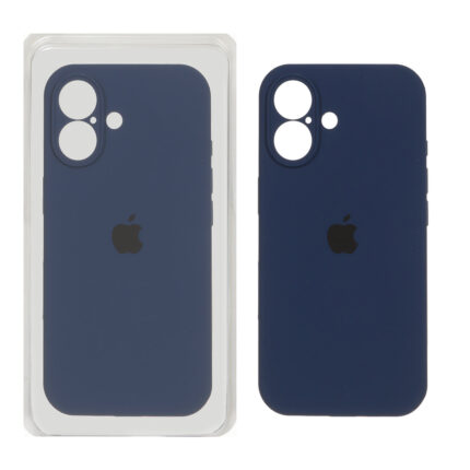 قاب سیلیکونی پاک کنی محافظ لنزدار اورجینال Apple iPhone 16 - سرمه ای (پک اصلی)
