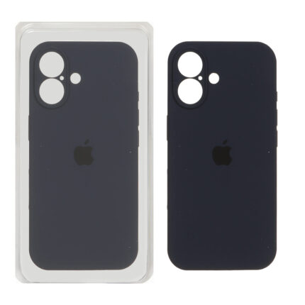 قاب سیلیکونی پاک کنی محافظ لنزدار اورجینال Apple iPhone 16 - سرمه ای تیره (پک اصلی)