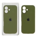قاب سیلیکونی پاک کنی محافظ لنزدار اورجینال Apple iPhone 16 - سبز زیتونی (پک اصلی)