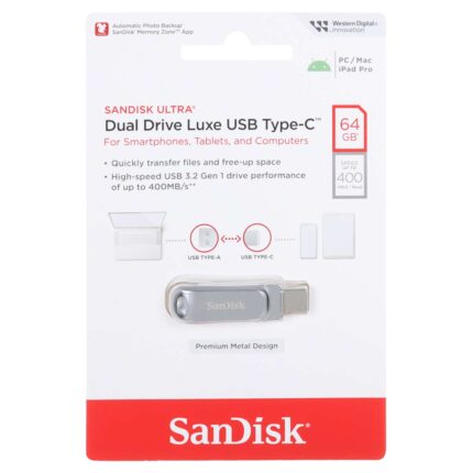 SanDisk Ultra Dual Drive Luxe USB Type-C USB3.2 Flash Memory - 64GB (گارانتی سورین)