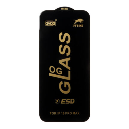 محافظ صفحه نمایش شیشه ای درجه یک Apple iPhone 16 Pro Max - Full Cover OG - ESD OVOG - (بدون پک) - مشکی