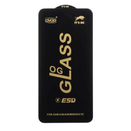 محافظ صفحه نمایش شیشه ای درجه یک Samsung Galaxy S25 FE / S24 FE / A57 / A37 / A56 / A36 - Full Cover OG - ESD OVOG - (بدون پک) - مشکی