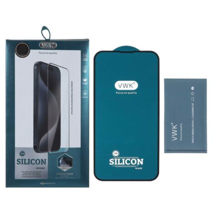 محافظ صفحه نمایش شیشه ای اورجینال VWK ایربگ سیلیکونی مدل Apple iPhone 13 / iPhone 13 Pro / iPhone 14 / 16e (پک دار)
