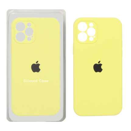 قاب سیلیکونی پاک کنی محافظ لنزدار اورجینال Apple iPhone 12 Pro - زرد (پک اصلی)