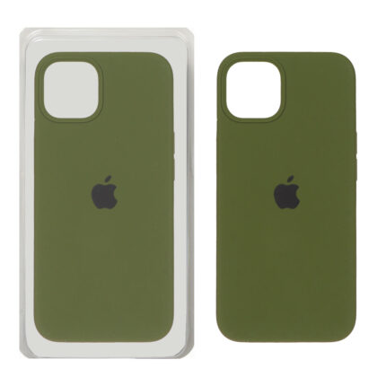 قاب سیلیکونی پاک کنی اورجینال Apple iPhone 13 / iPhone 14 - سبز زیتونی (پک اصلی)