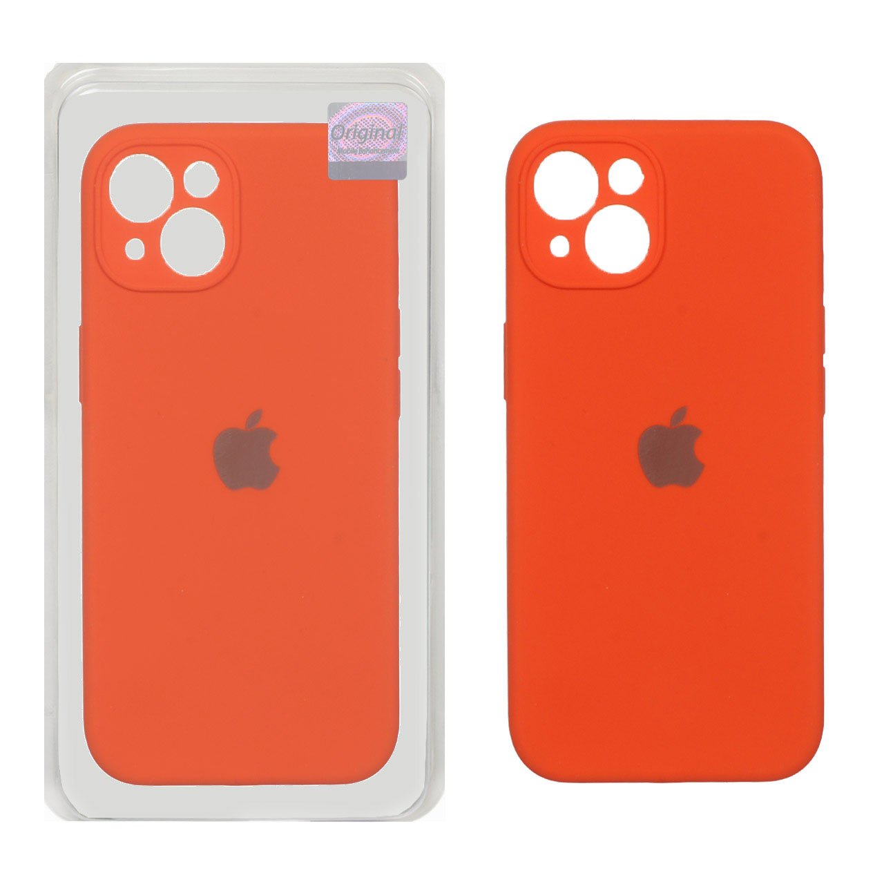 1305694 قاب سیلیکونی پاک کنی اورجینال Master Quality مدل Apple iPhone 13 / iPhone 14 - نارنجی (پک دار) - تصویر 1