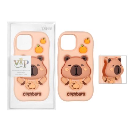 قاب سیلیکونی Copybara استندشو Apple iPhone 15 / Apple iPhone 14 / Apple iPhone 13 - گلبهی (پک دار)